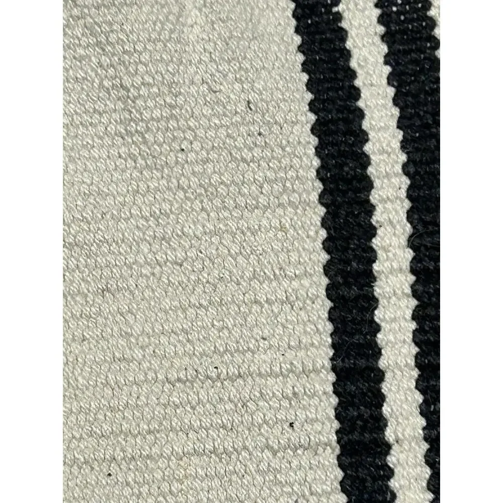 Hand Knotted Striped Cotton Fringe Area Rug Outdoor Throw Rug